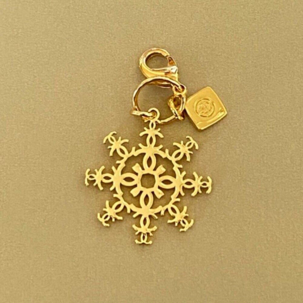Authentic CHANEL Snowflake Holiday Double Charm Pendant
